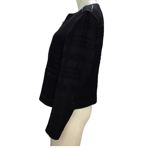 Escada Sport Wool Silk Blend Navy Black Textured Casual Full Zip Jacket Size 40 - Picture 4 of 12